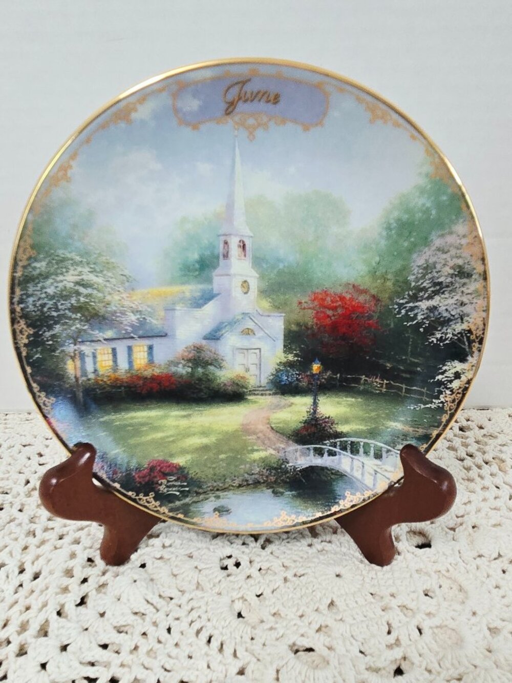 BRADFORD EXCHANGE THOMAS KINKADE SIMPLER TIMES "JUNE" PLATE 5 3/4" 1998 COA